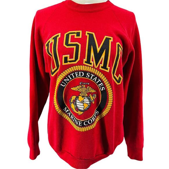Vintage 90s usmc Sweatshirt Semper Fidelis Military Size Large Pullover - Picture 1 of 8
